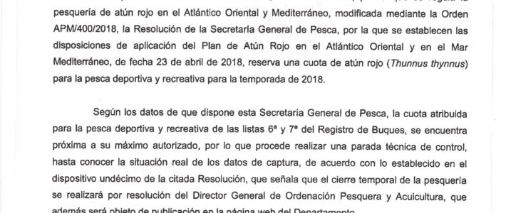 AVISO FIN TEMPORADA ATÚN ROJO